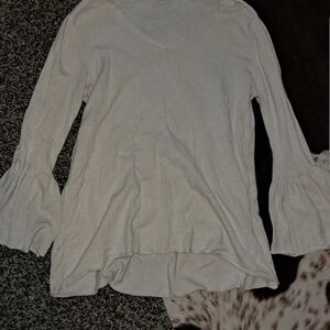 Elegant Cream V-Neck Women's Top